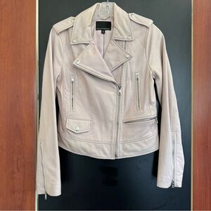 Banana Republic Motto Leather Jacket Size Small Light Lavender Pink Lamb Leather